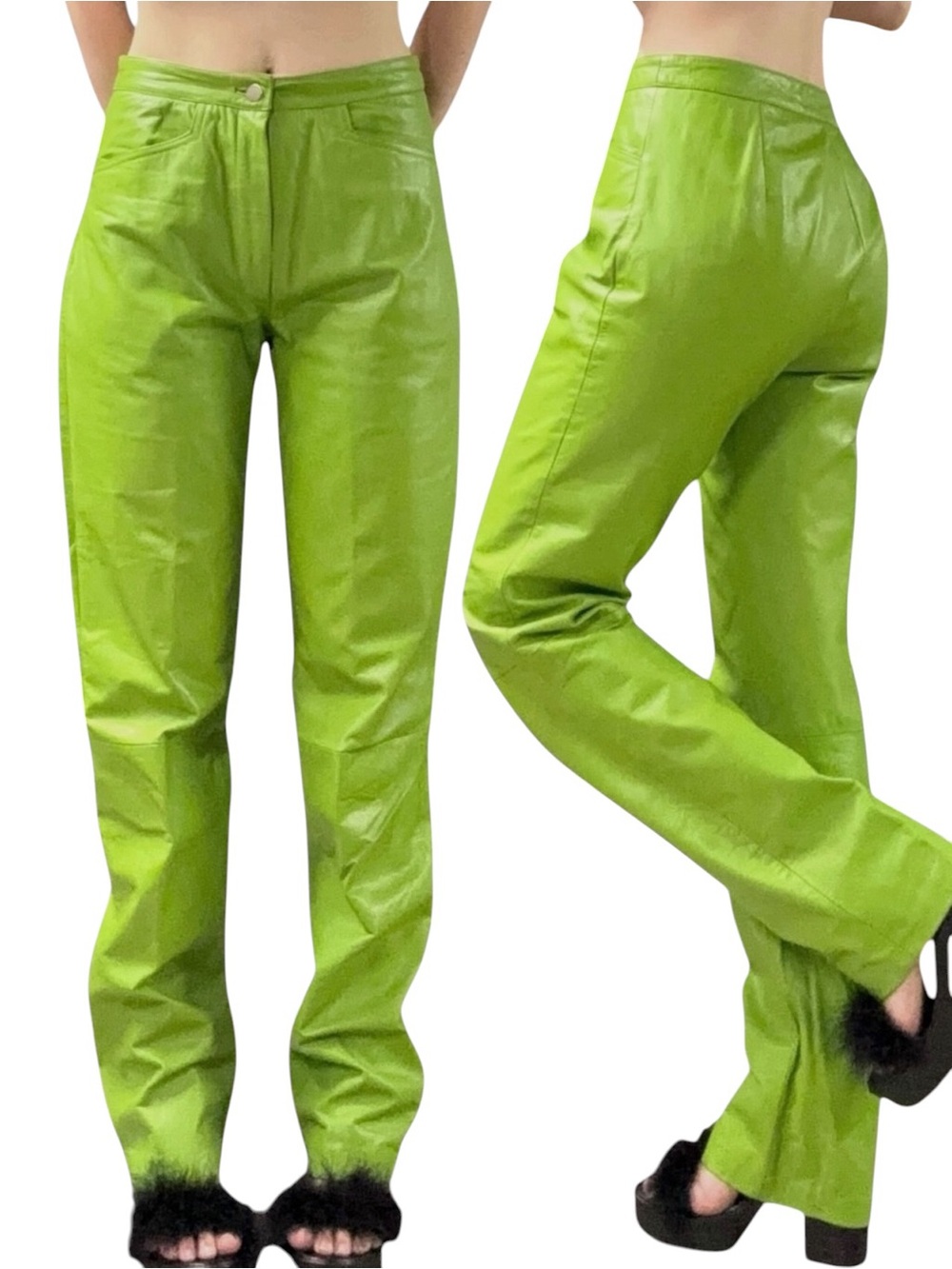 Ms. Maxima - Wilson’s Leather | Vintage High Waisted Avocado Green Leather Pants